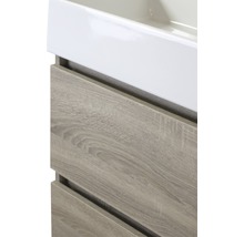 Badmöbel-Set Sanox Maxx Xl BxHxT 81 x 183 x 45,5 cm Frontfarbe eiche grau mit Waschtisch Keramik weiß