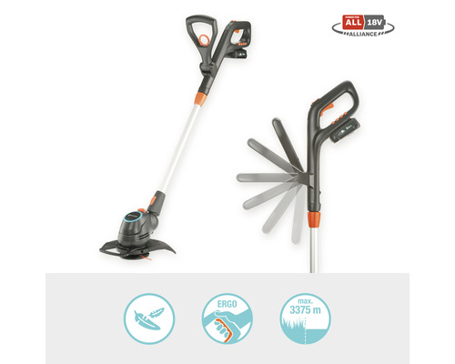 Akku Rasentrimmer mit drehbarem Trimmerkopf