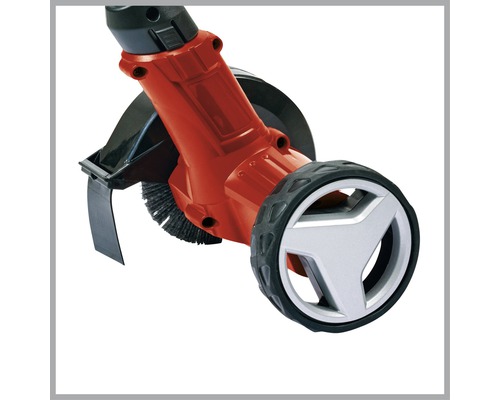 Detailansicht eines Kantenschneiders mit Rad und Bürste