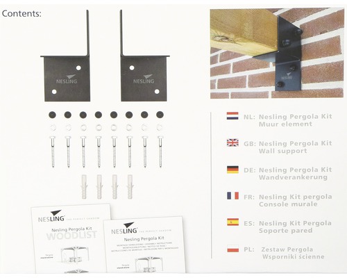 Nesling Pergola Kit Inhalt zur Wandmontage