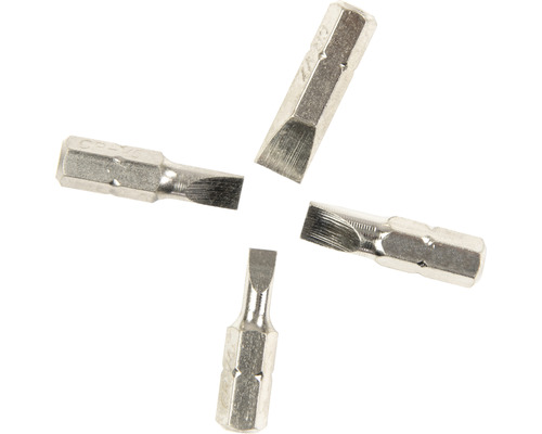 Quatre embouts de tournevis plats pour vis