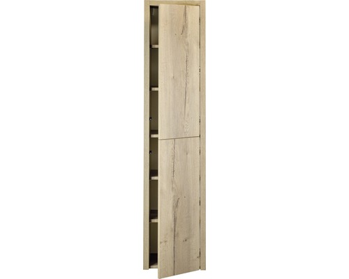 Armoire haute avec étagère ouverte et deux portes