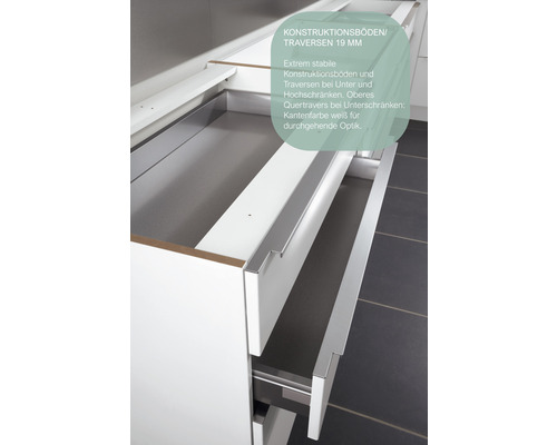 Küchenunterschrank mit Konstruktionsböden und Traversen
