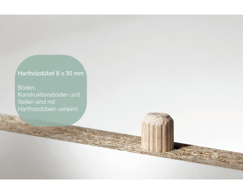 Holzdübel 8 x 30 Millimeter in Holzplatte