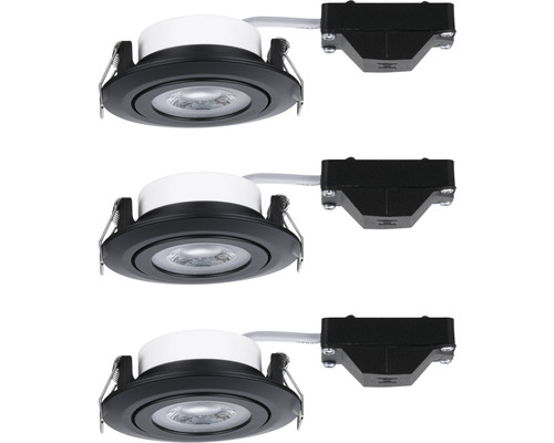 Trois spots encastrés LED avec boîtier de connexion