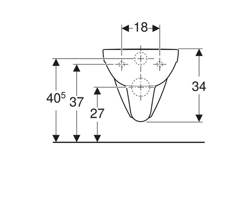 Schéma technique d''un WC suspendu avec indication des dimensions