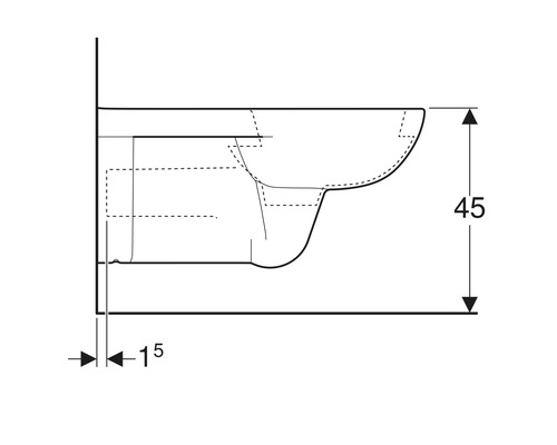 Schéma technique d''un WC suspendu avec dimensions
