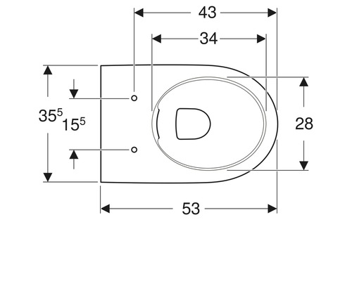 Schéma technique de toilettes suspendues avec dimensions