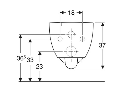Schéma technique de WC suspendu avec dimensions.