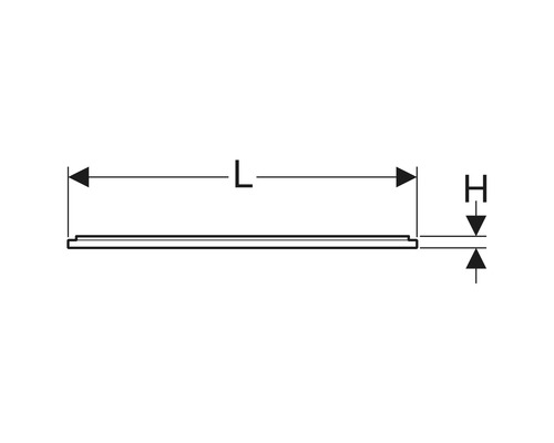 Dessin technique d''un produit plat avec indications de longueur et de hauteur