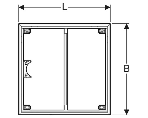 Schéma technique d''une cabine de douche avec indication de la largeur et de la longueur