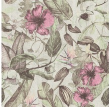 Papier peint à motifs de fleurs et de feuilles