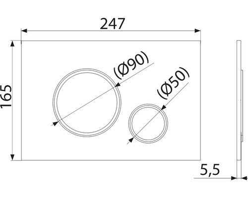 Schéma technique d''une plaque de commande avec dimensions.