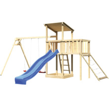 Spieltower mit Schaukel und Rutsche aus Holz
