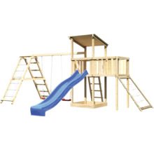 Spielplatz mit Schaukel, Rutsche und Klettergerüst aus Holz