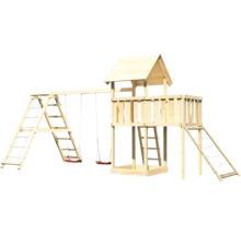 Spielturm mit Schaukel und Rutsche aus Holz für den Garten