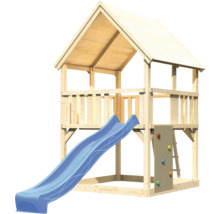 Spielhaus aus Holz mit Rutsche und Kletterwand für den Garten