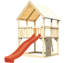 Spielturm aus Holz mit Rutsche und Kletterwand für den Garten