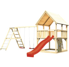 Spielturm aus Holz mit Rutsche, Schaukel und Kletterwand