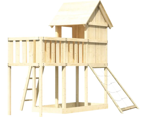 Tour de jeux en bois avec échelle et filet d''escalade