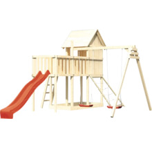 Tour de jeux en bois avec toboggan et balançoire