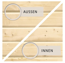 Vue extérieure et intérieure d''un mur en bois