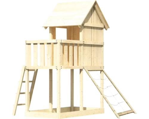 Tour de jeux en bois avec échelle et filet d''escalade