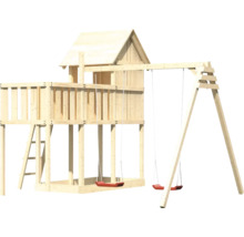 Tour de jeu en bois avec deux balançoires et échelle pour le jardin