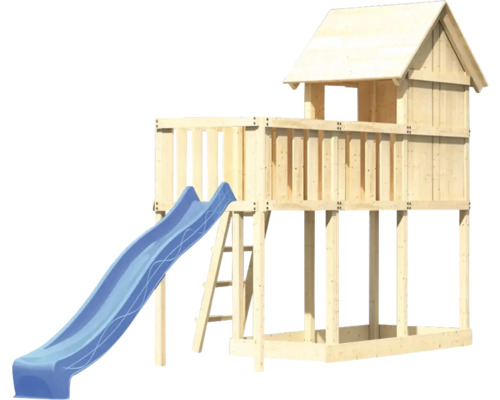 Tour de jeux en bois avec toboggan et échelle