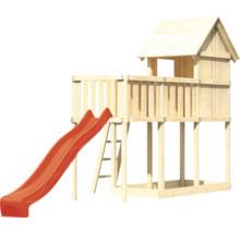 Maisonnette en bois avec toboggan et échelle