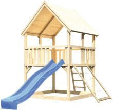 Spielturm aus Holz mit Rutsche und Kletterleiter