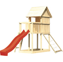 Tour de jeu en bois avec toboggan et filet d''escalade pour le jardin