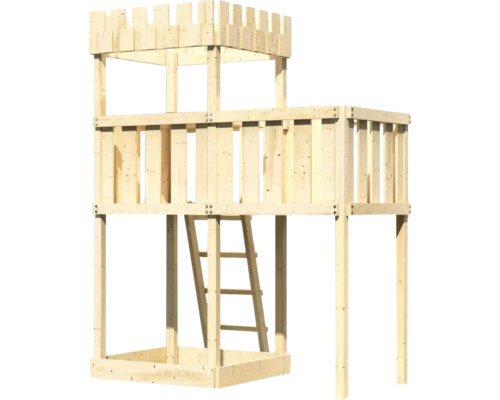 Tour de jeu en bois avec échelle et bac à sable