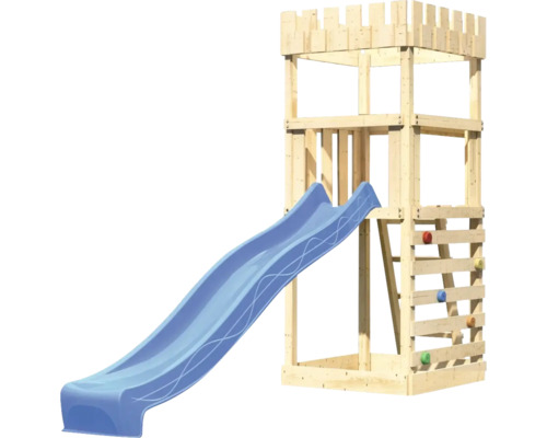 Tour de jeux en bois avec toboggan et mur d''escalade pour le jardin