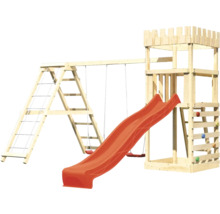Holzspielplatz mit Rutsche, Schaukel und Kletterwand für den Garten