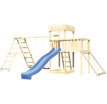 Holzspielplatz mit Rutsche, Schaukel und Klettergerüst für den Garten