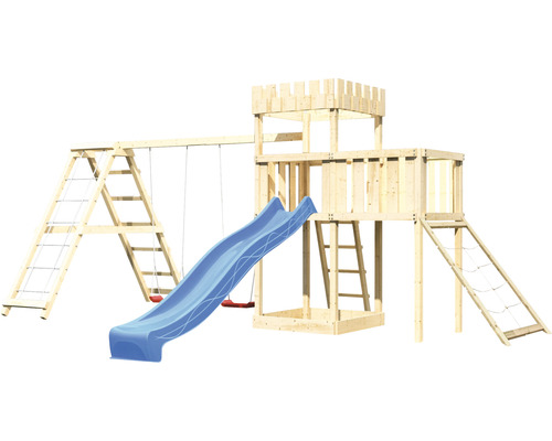 Holzspielplatz mit Rutsche, Schaukel und Klettergerüst für den Garten