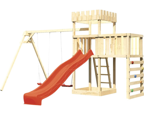 Tour de jeux avec toboggan, balançoire et mur d''escalade pour le jardin