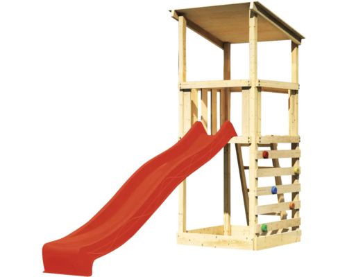 Tour de jeu avec toboggan et mur d''escalade pour le jardin