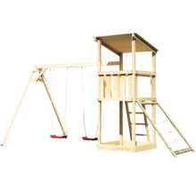 Spielturm aus Holz mit Schaukel und Kletterleiter