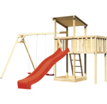 Spielturm aus Holz mit Schaukel und Rutsche für den Garten