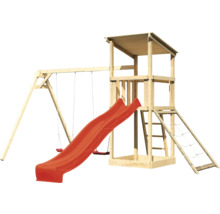 Spielturm aus Holz mit Schaukel, Rutsche und Klettergerüst für den Garten
