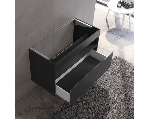 Schwarzer Waschtischunterschrank mit Schublade zur Wandmontage