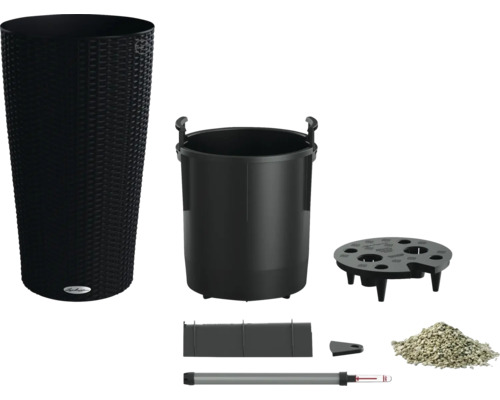 Komponenten eines Pflanzgefäßes mit Bewässerungssystem