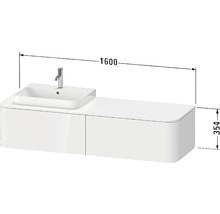 Meuble sous-vasque DURAVIT Happy D.2 Plus suspendu au mur avec 2 tiroirs pour éviers à gauche 160 x 55 cm graphite supermat sans vasque ni console HP4944L8080