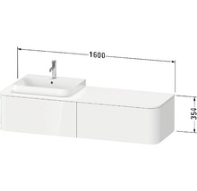 Meuble sous-vasque DURAVIT Happy D.2 Plus suspendu au mur avec 2 tiroirs pour éviers à droite 160 x 55 cm graphite supermat sans vasque ni console HP4944R8080