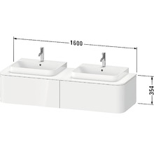 Meuble sous-vasque DURAVIT Happy D.2 Plus suspendu au mur avec 2 tiroirs pour éviers des deux côtés 160 x 55 cm graphite supermat sans vasque ni console HP4946B8080