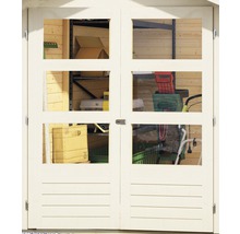 Gartenhaus Karibu Kodiak 4 inkl. Schleppdach 2,4 m und Rückwand 554 x 238 cm terragrau