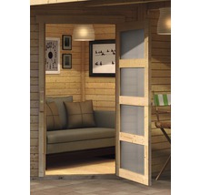 Gartenhaus Karibu Anvik 5 inkl. Anbaudach 2,8 m, Rückwand 503 x 262 cm natur