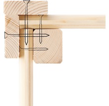 Abri de jardin Karibu Kodiak 2 avec extension de toit de 2,4 m, option bois de chauffage 467 x 238 cm naturel